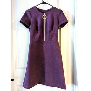 Calvin Klein Suede Purple Midi Dress Size 2 Small